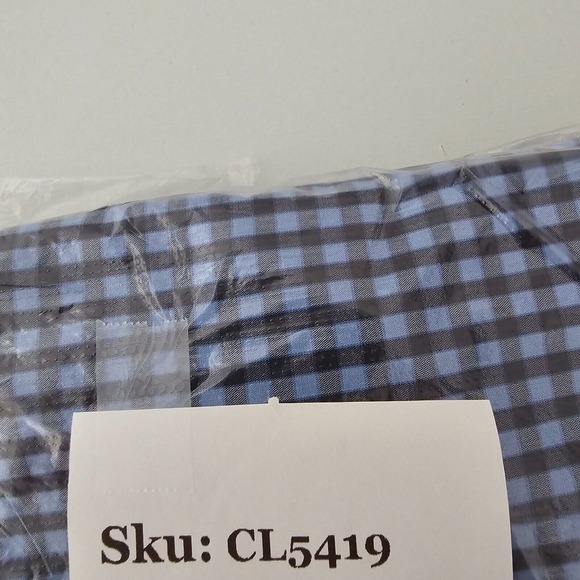 Eton Men Gingham Plaid Dress Shirt Size‎ Large Blue Business Office Workwear - Picture 14 of 14